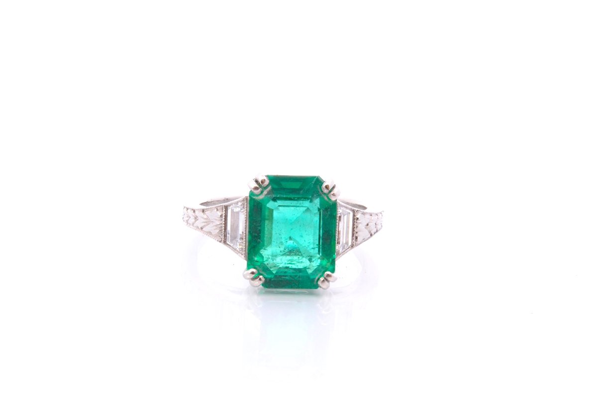 Bague émeraude de 3,63cts et diamants-photo-2