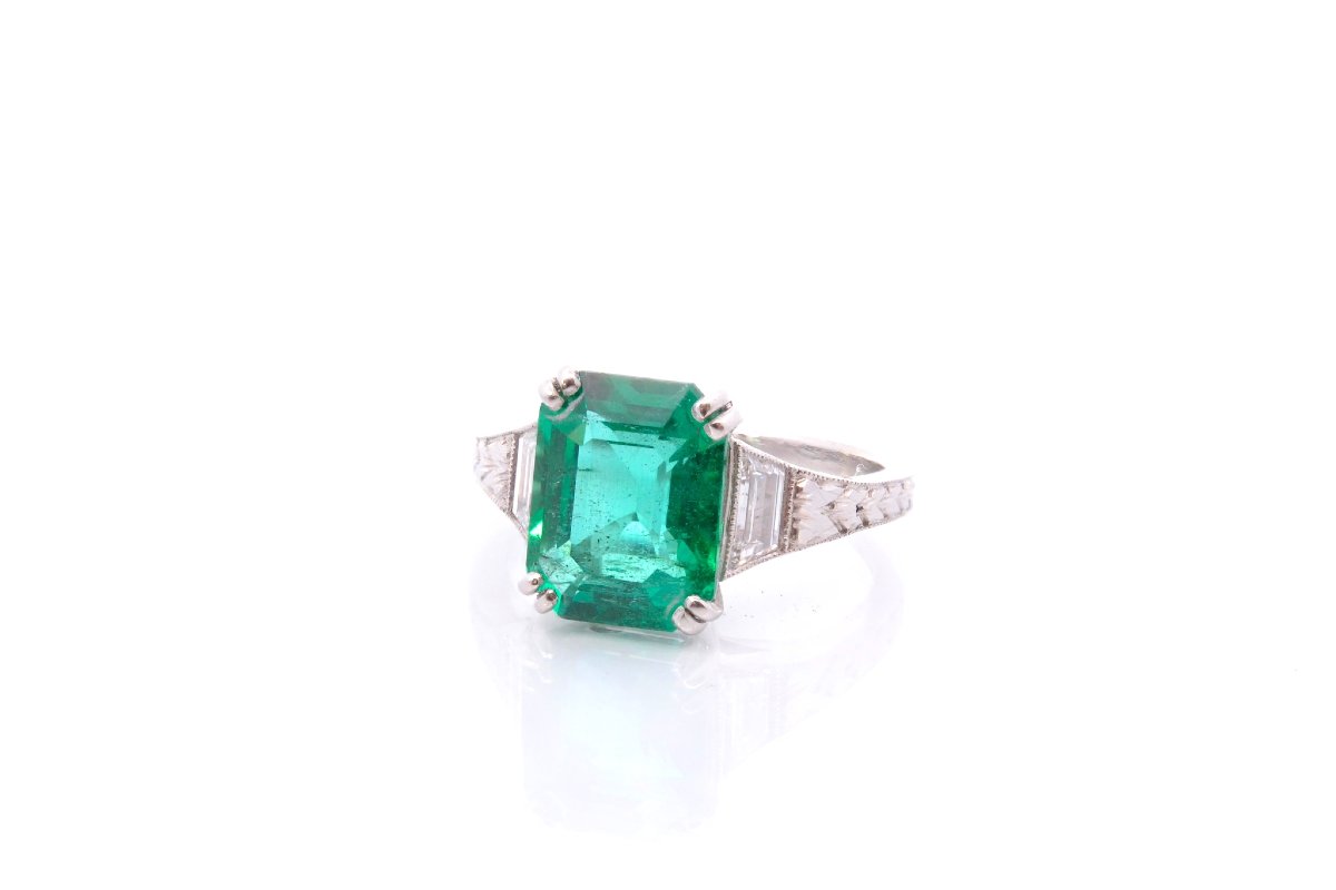 Bague émeraude de 3,63cts et diamants