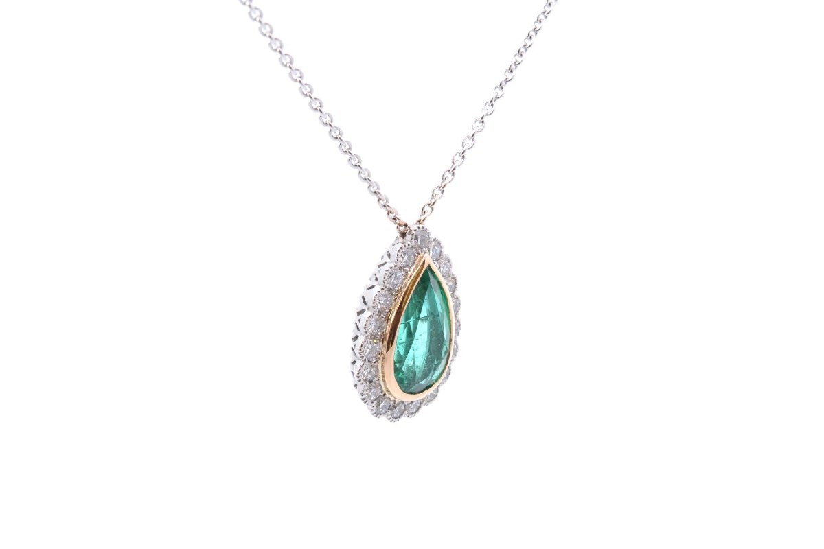 Collier émeraude de 3,11cts et diamants-photo-3