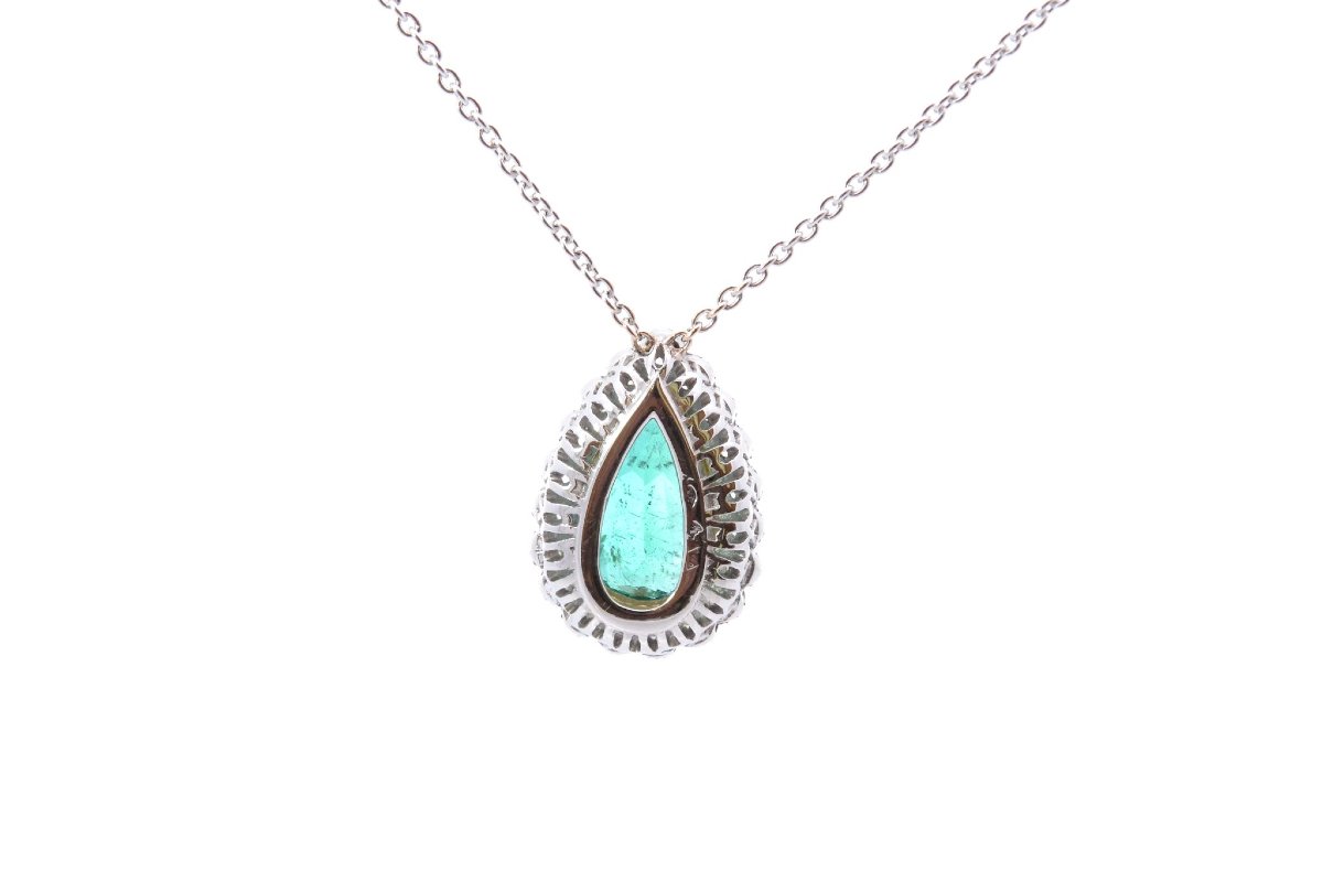 Collier émeraude de 3,11cts et diamants-photo-4
