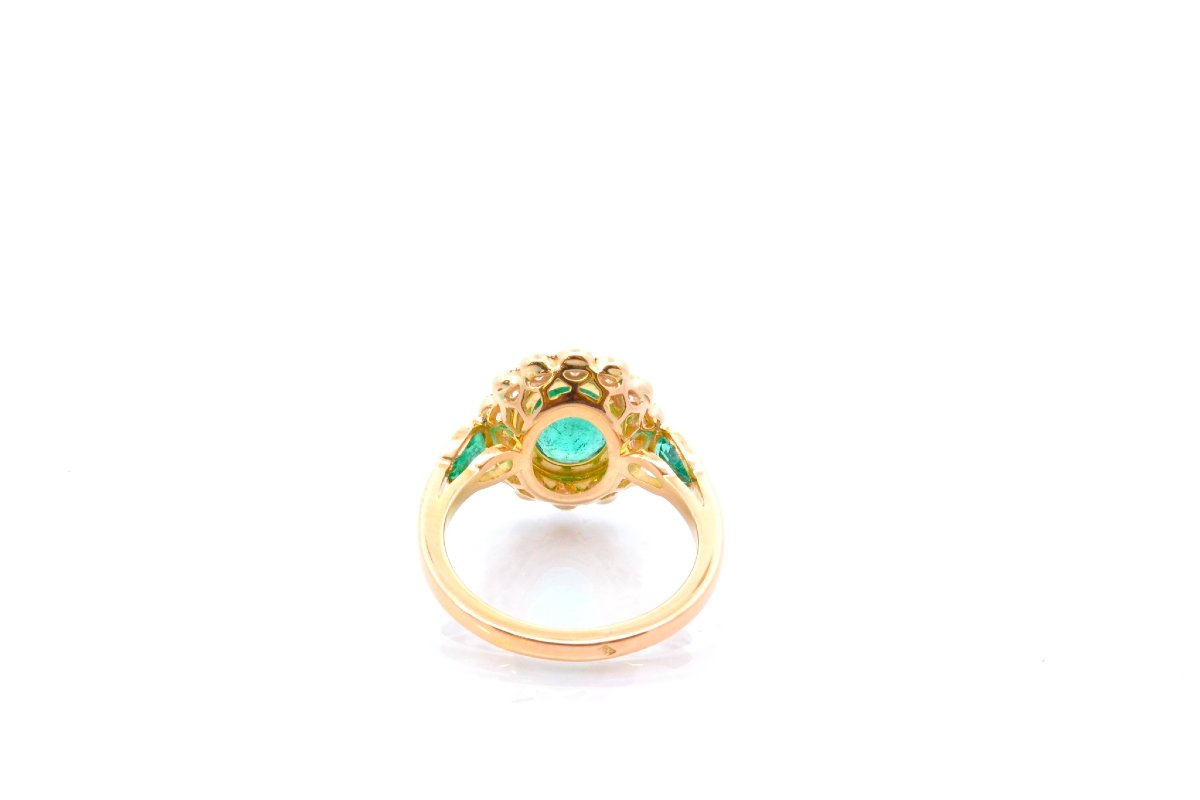 Bague émeraudes et diamants en or 18k-photo-4