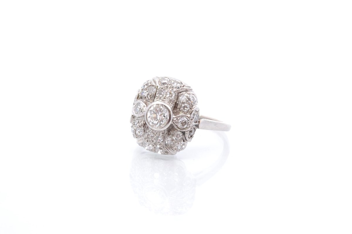 Bague vintage diamants en platine-photo-2