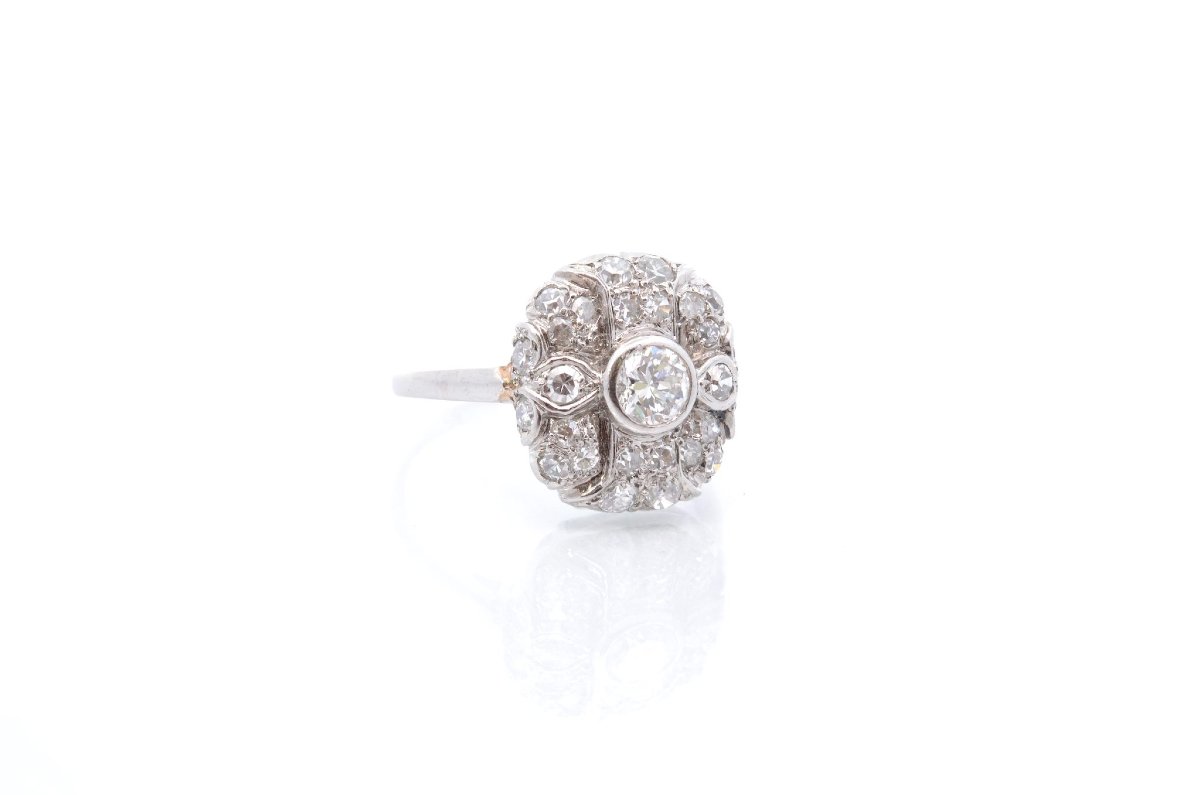 Bague vintage diamants en platine-photo-3