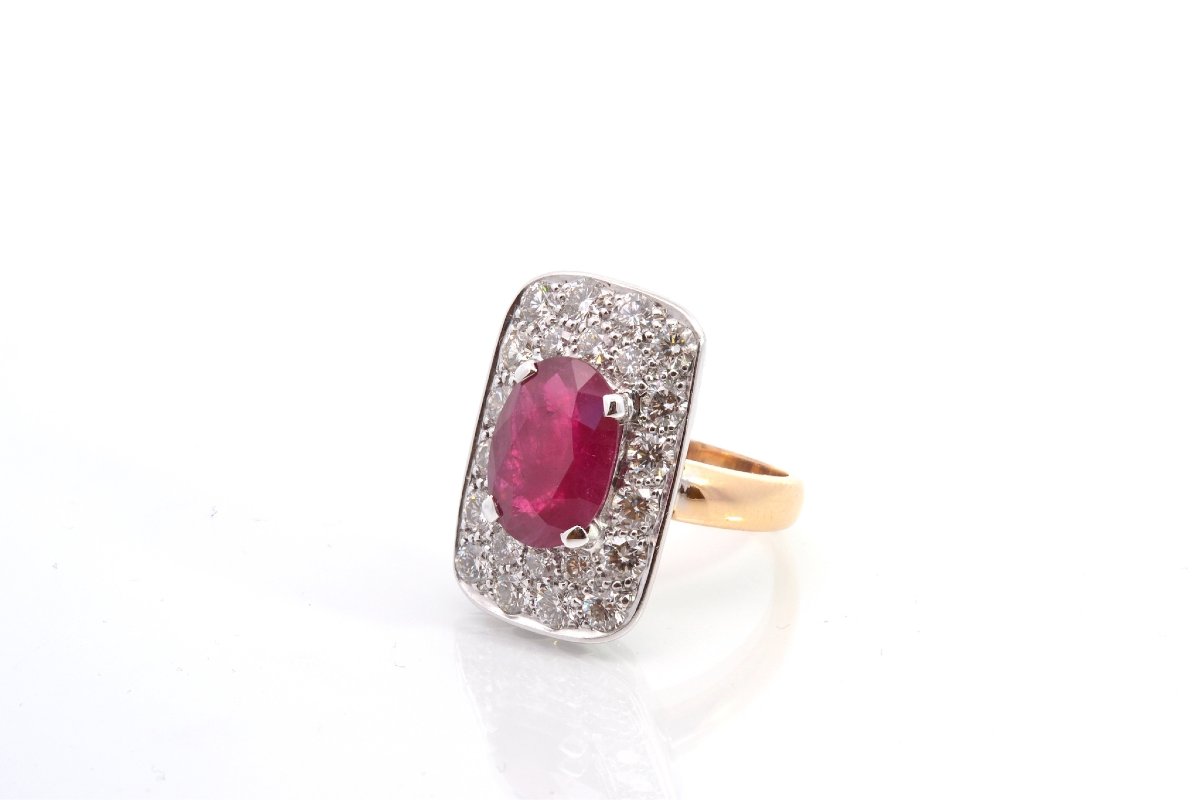 Bague rubis de 5,42cts et diamants-photo-3