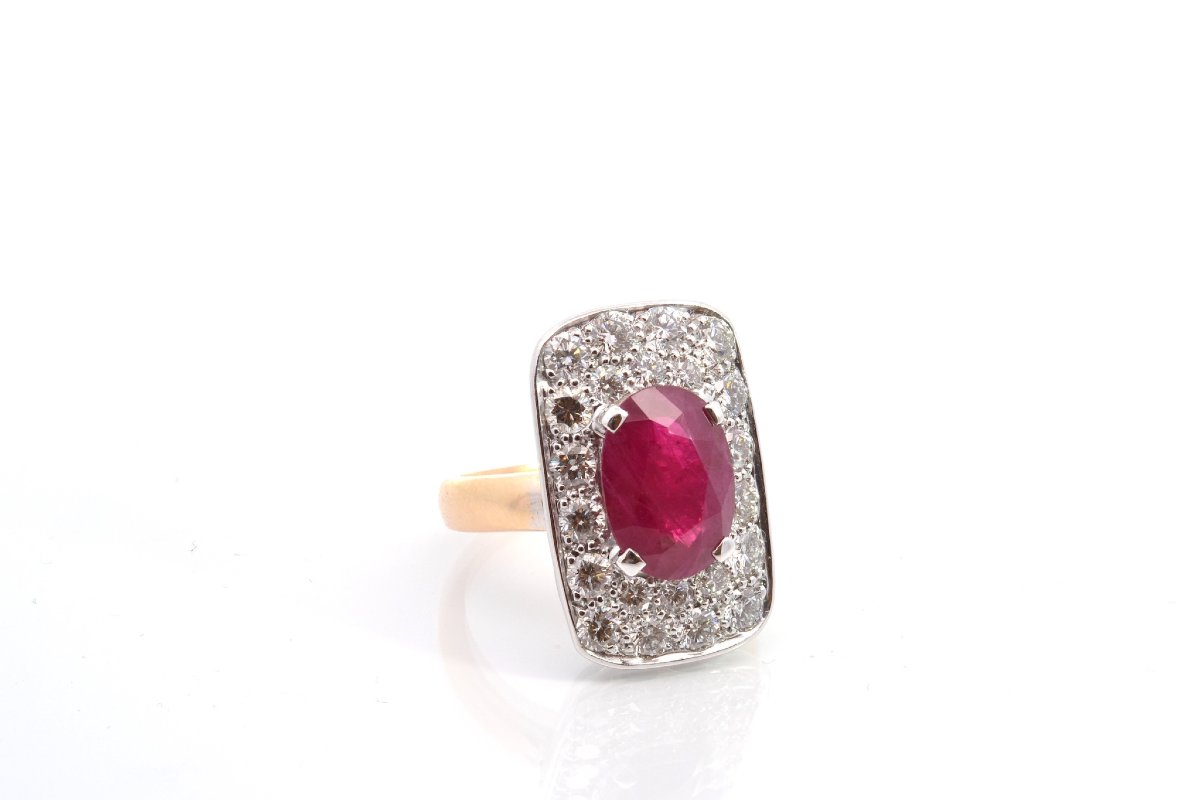 Bague rubis de 5,42cts et diamants-photo-4