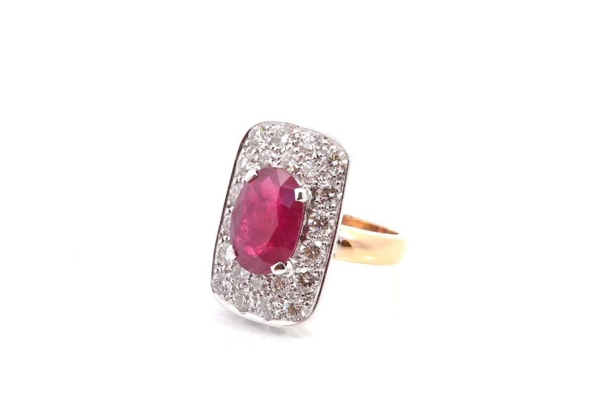 Bague rubis de 5,42cts et diamants
