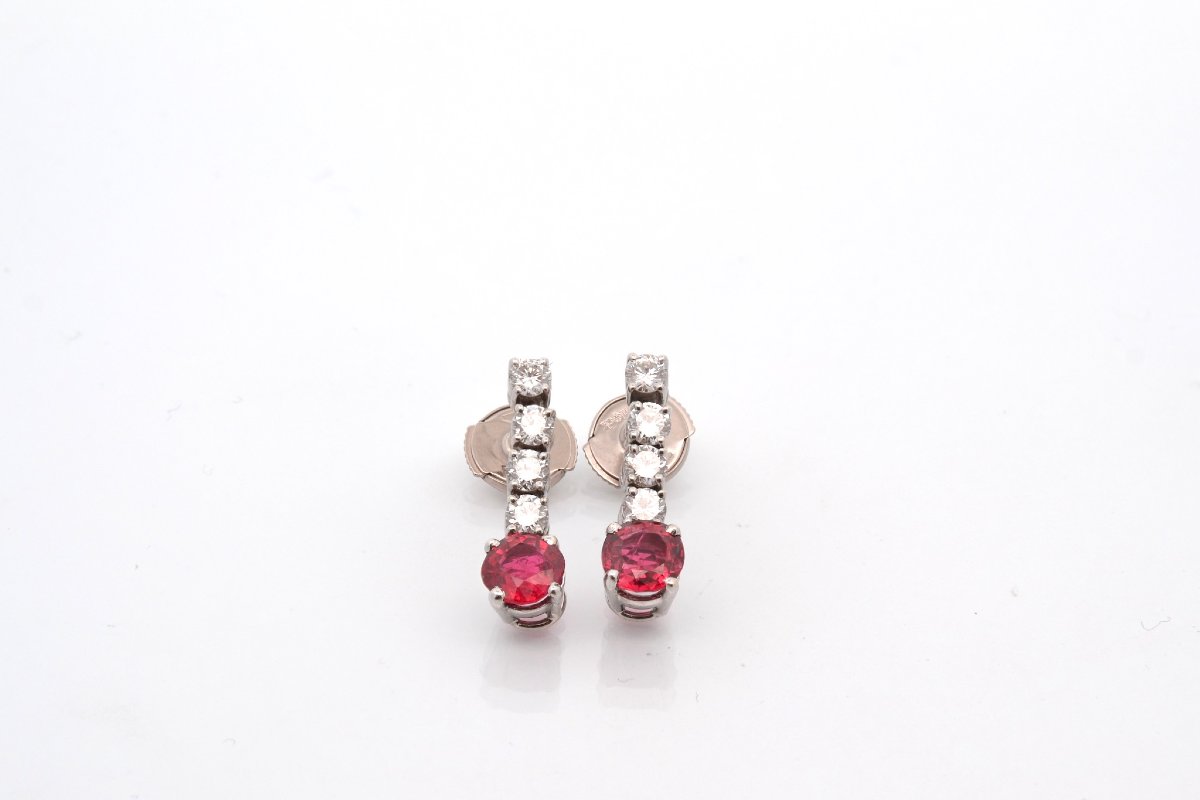 Boucles d’oreilles spinelles et diamants-photo-2