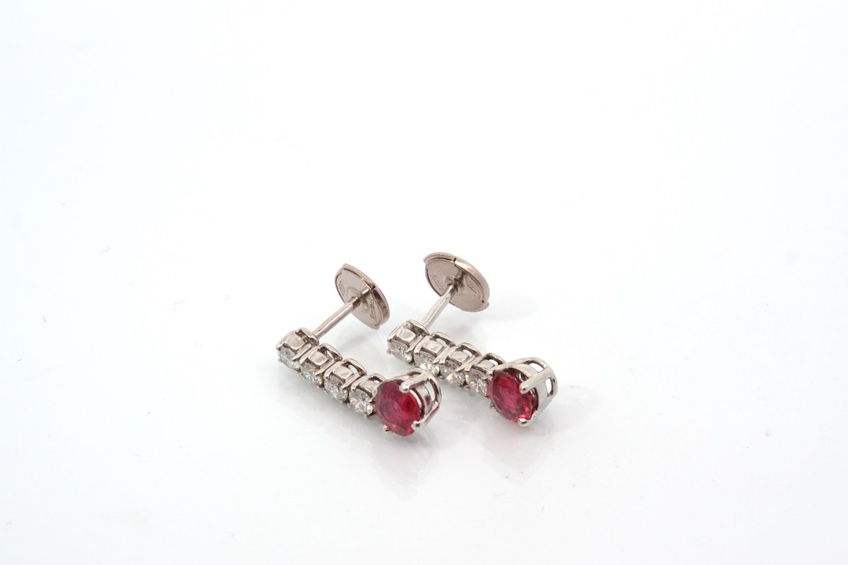 Boucles d’oreilles spinelles et diamants-photo-3
