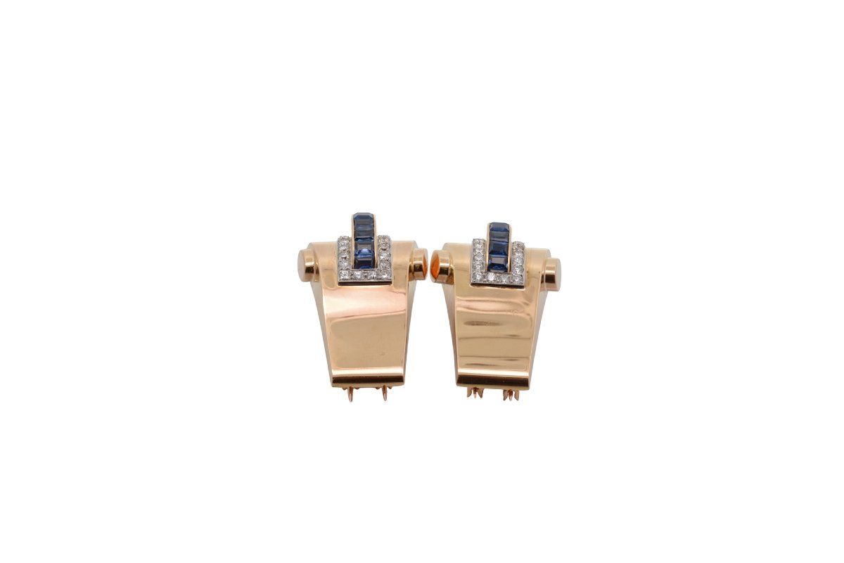 Clips Boucheron en saphirs et diamants-photo-2