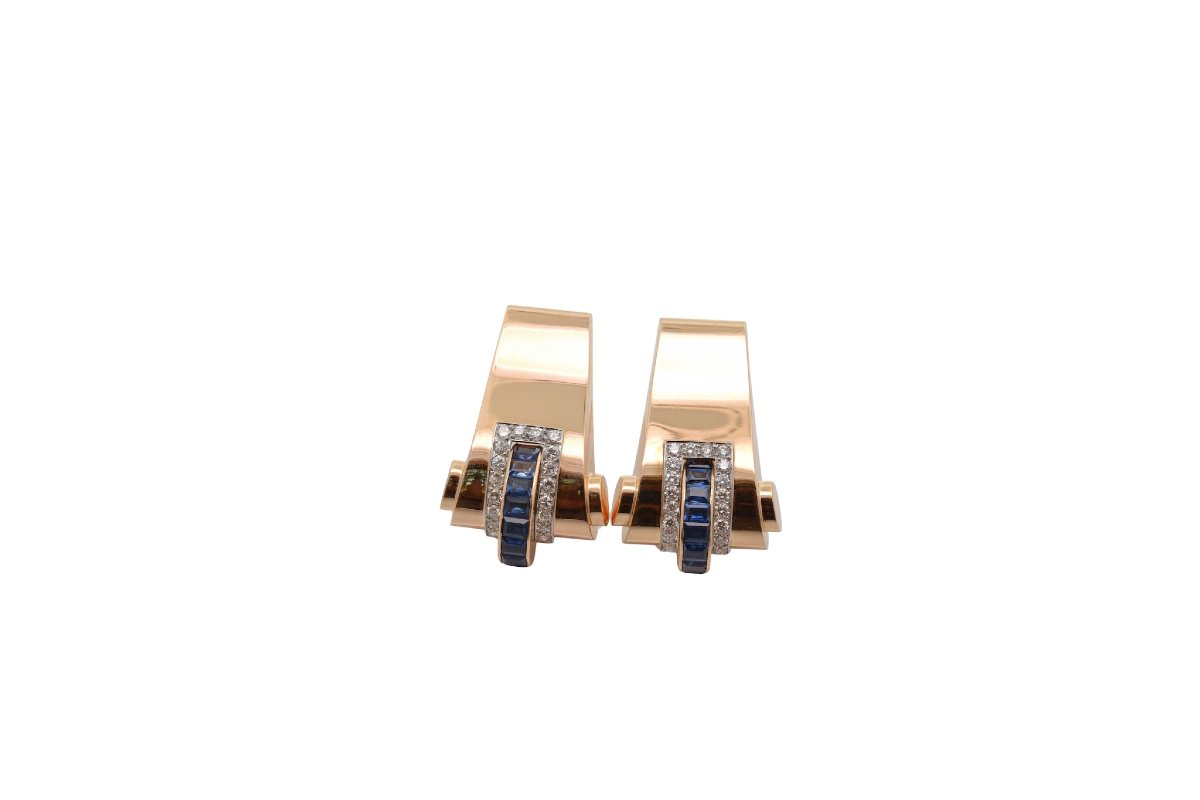 Clips Boucheron en saphirs et diamants-photo-1