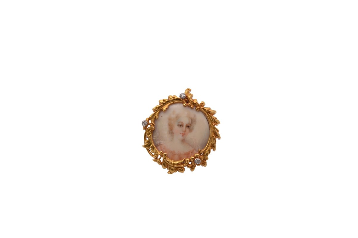 Broche ancienne 19e siècle en or 18k-photo-2