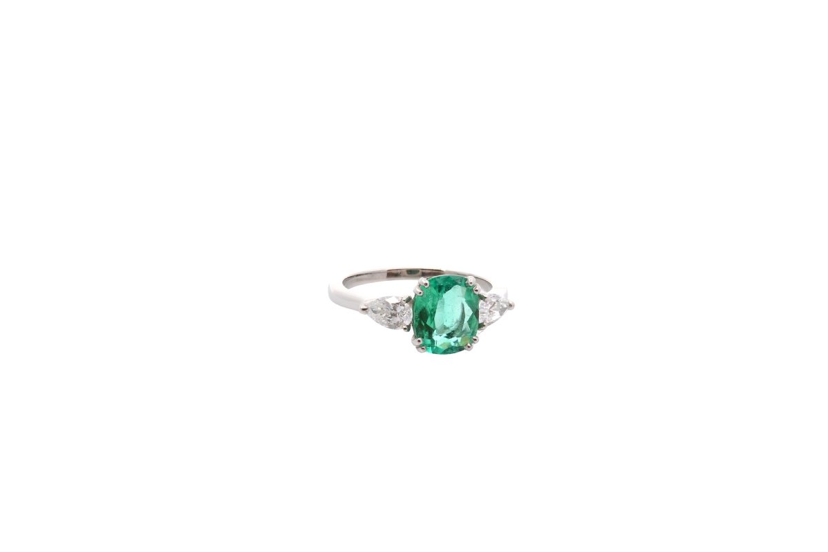 Bague émeraude de 1,45cts et diamants-photo-4