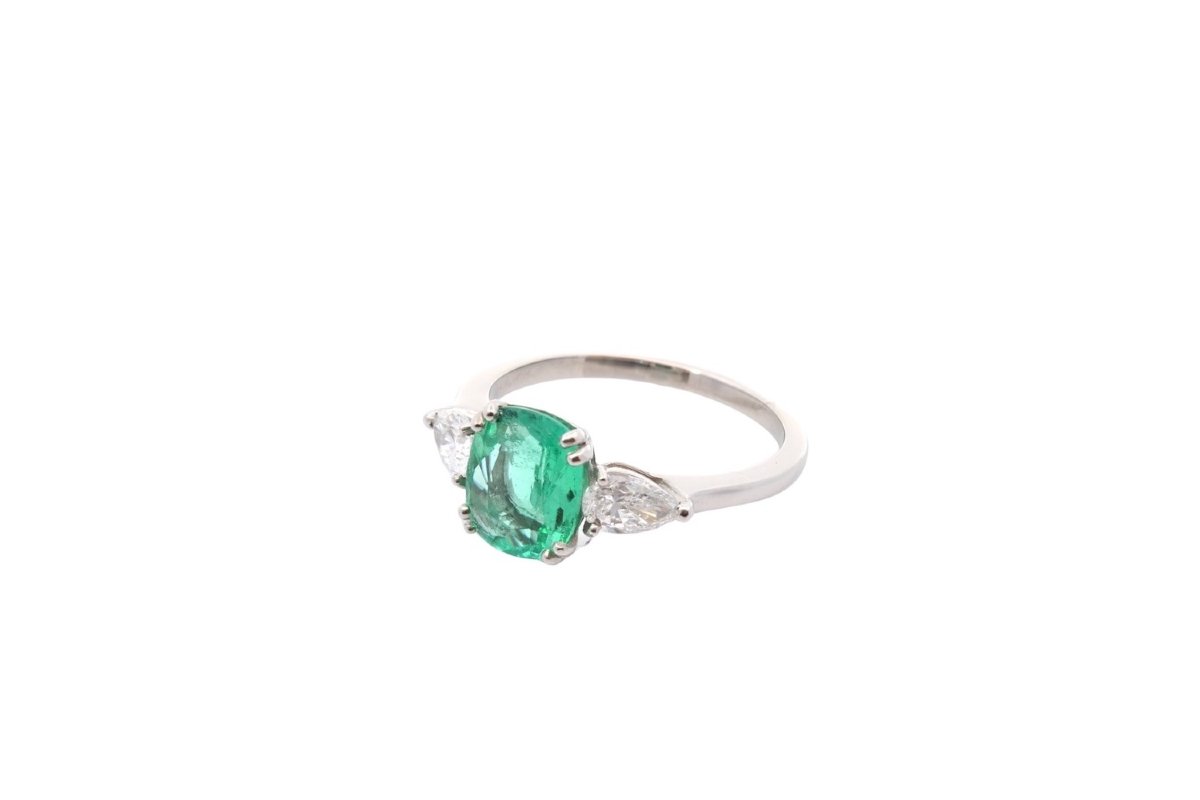 Bague émeraude de 1,45cts et diamants