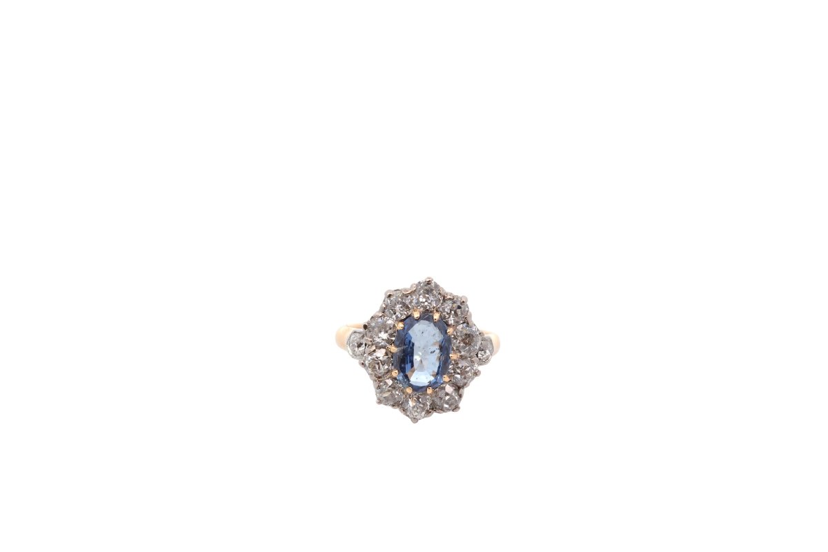 Bague pompadour saphir de 1,82cts et diamants-photo-2