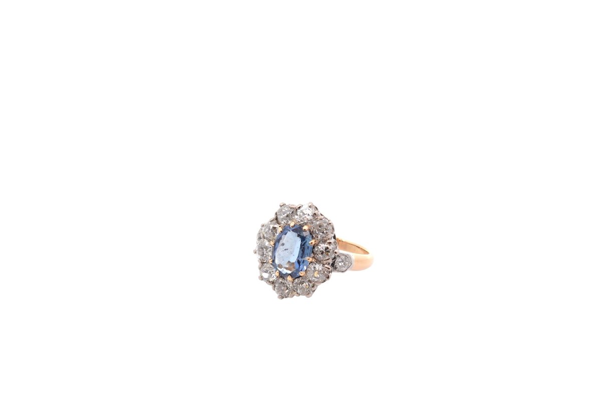 Bague pompadour saphir de 1,82cts et diamants-photo-3