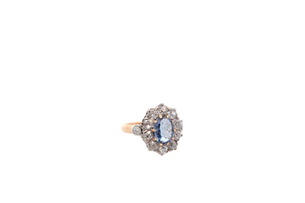 Bague pompadour saphir de 1,82cts et diamants-photo-4