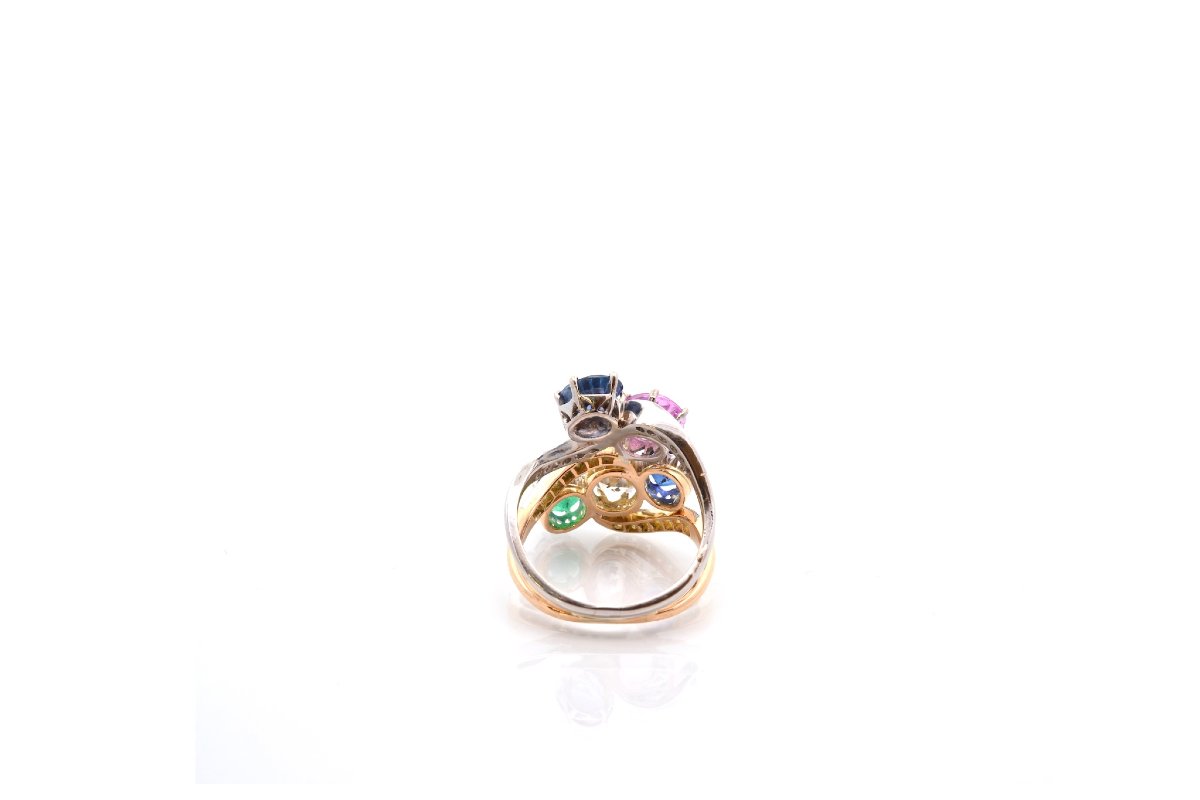 Bague pierres précieuses en or et platine-photo-1