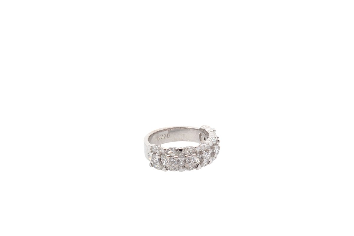 Bague diamants navettes et princesse en or 18k-photo-4