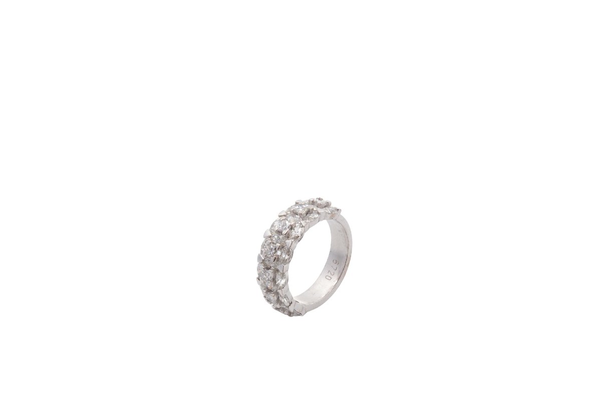 Bague diamants navettes et princesse en or 18k-photo-2