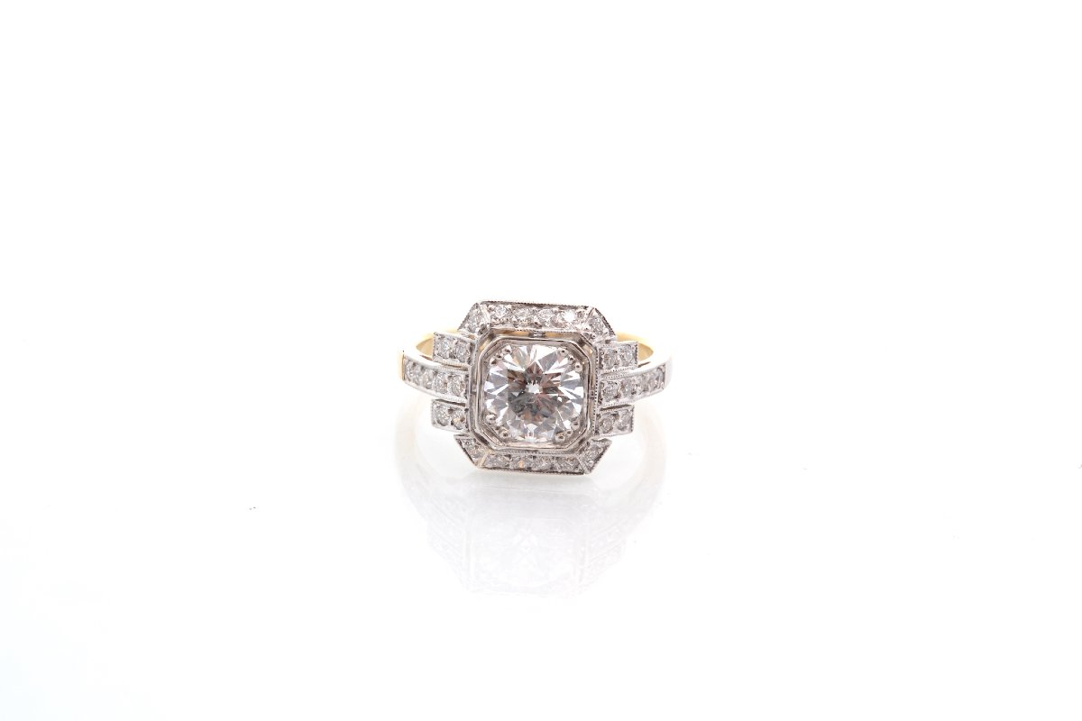 Art Deco Diamond Ring, 1.18 Carats, F/si2-photo-2