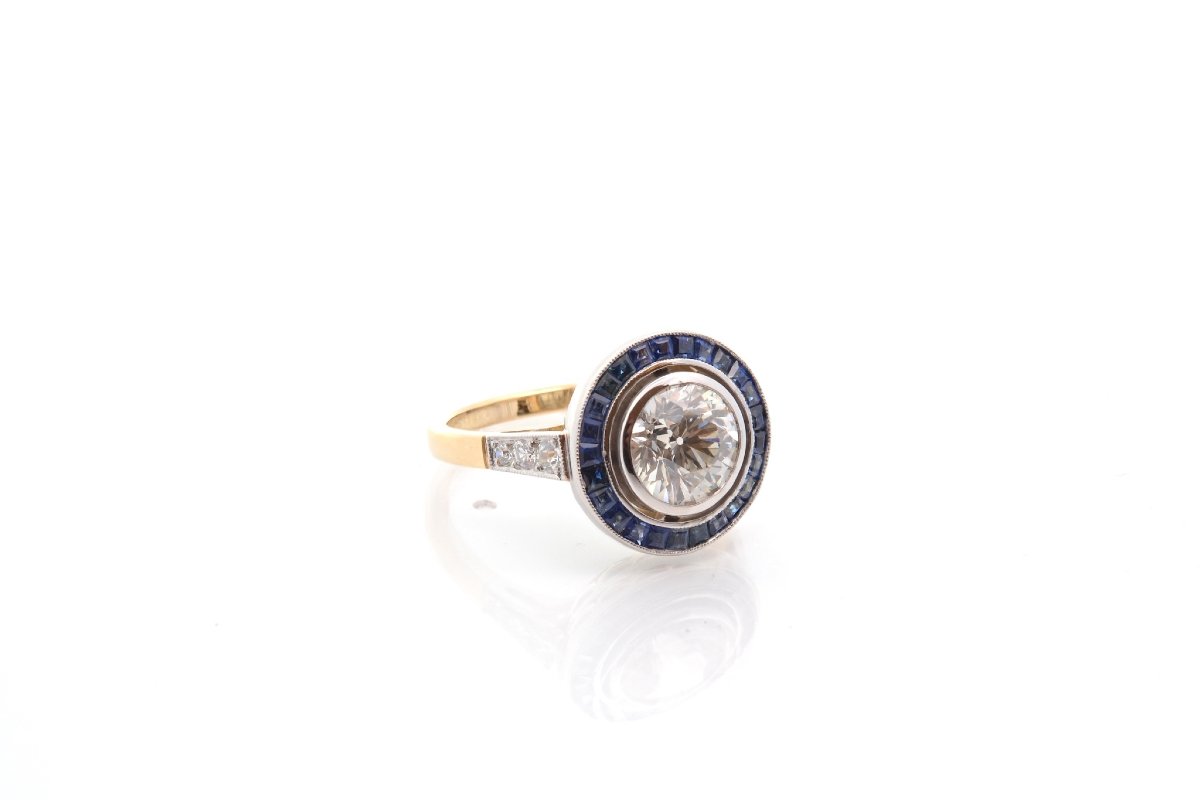 1.93-carat M/vs1 Diamond Ring With Sapphires-photo-3
