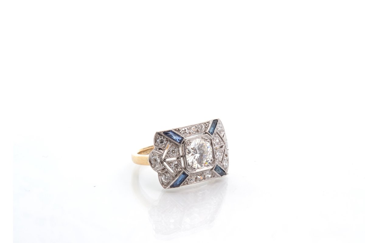 1.01-carat H/vs1 Diamond Ring With Sapphires-photo-4