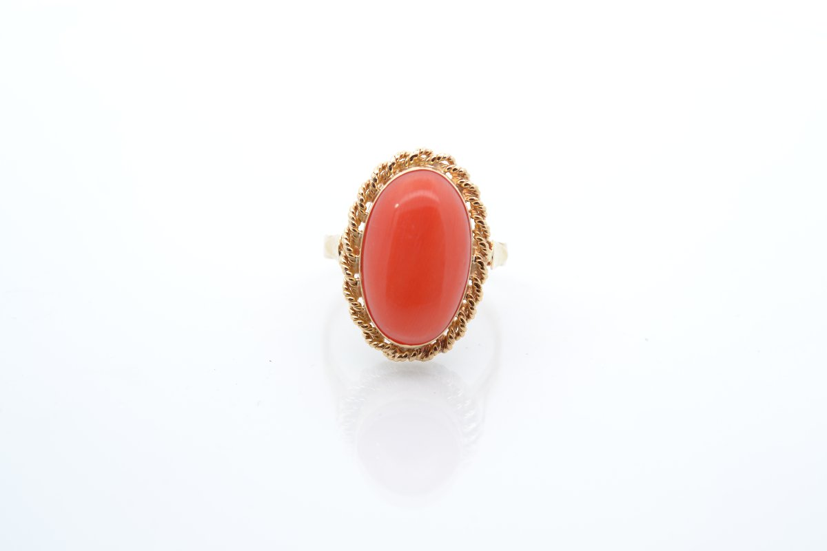 Pre-owned 18k Gold Coral Ring-photo-2