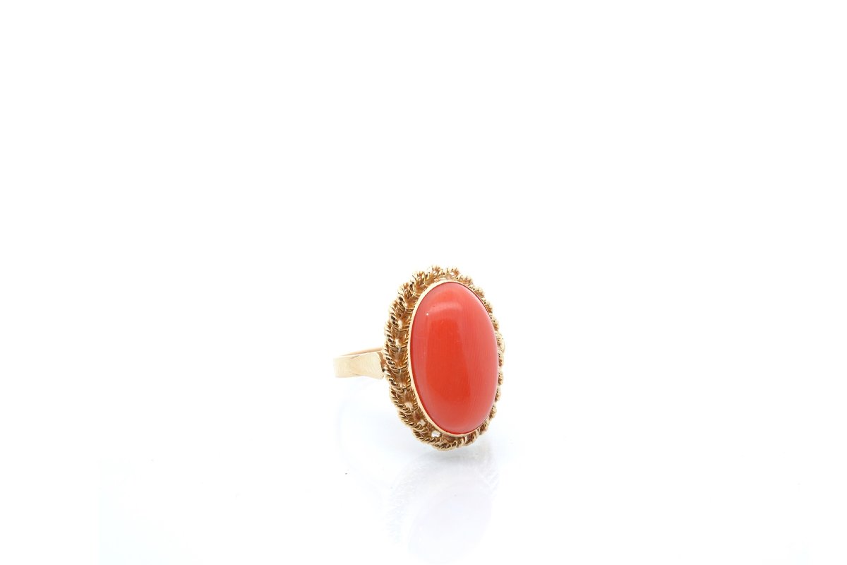 Pre-owned 18k Gold Coral Ring-photo-4