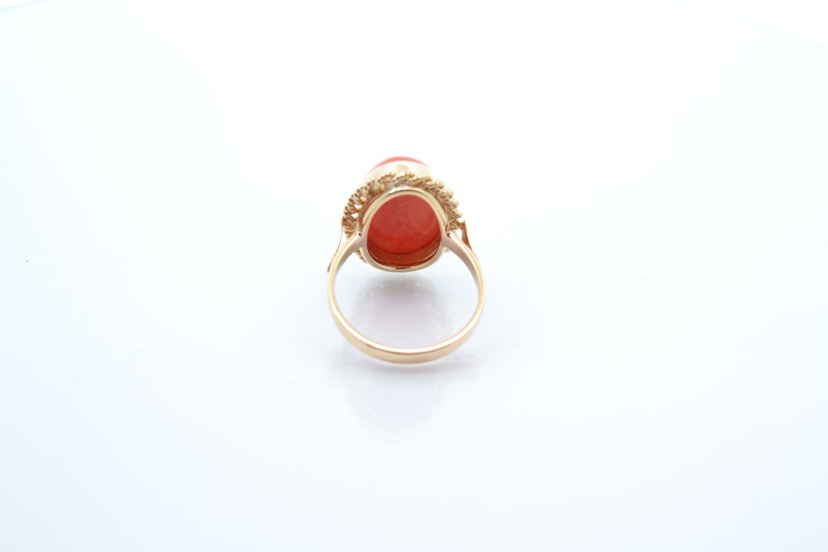 Pre-owned 18k Gold Coral Ring-photo-1