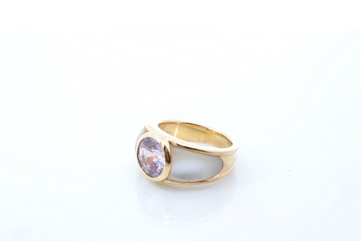 Bague Mauboussin saphir en or 18k et nacre-photo-3