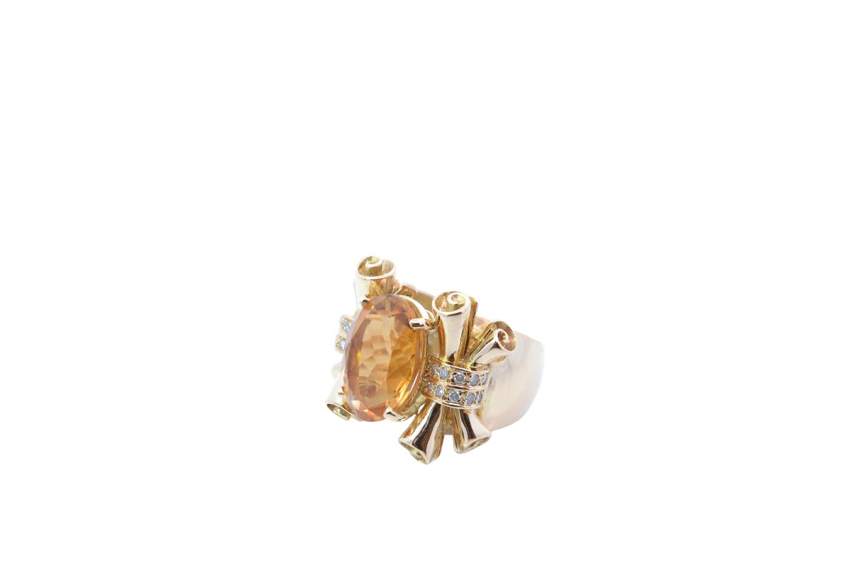 Bague vintage citrine de 8,60cts en or-photo-2