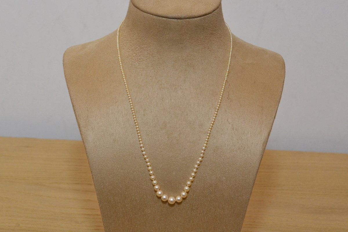 Collier perles fines en or 18k et platine
