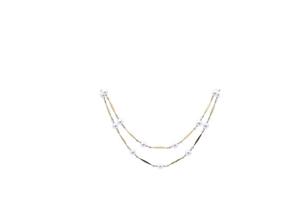 Vintage 18k Gold Cultured Pearl Necklace