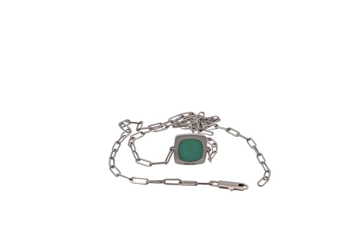 Dinh Van Necklace In 18k Gold And Turquoise-photo-2