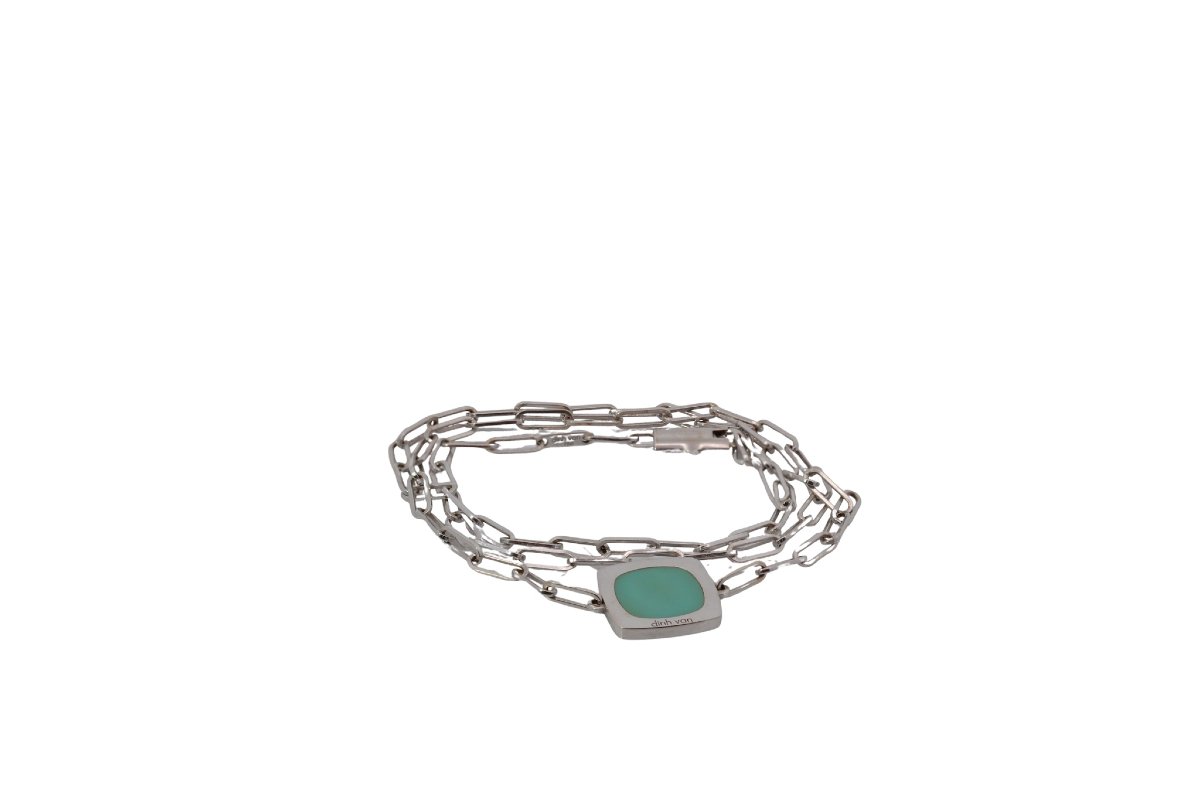 Dinh Van Necklace In 18k Gold And Turquoise-photo-3