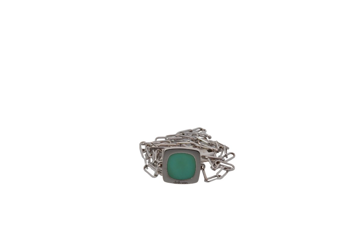 Dinh Van Necklace In 18k Gold And Turquoise-photo-4