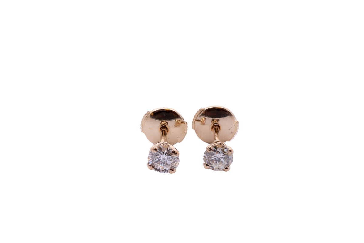 Puces d’oreilles diamants en or jaune 18k-photo-2