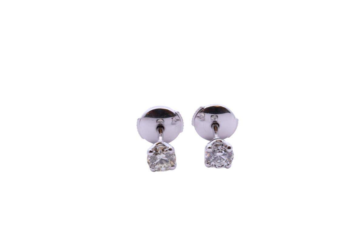 White Gold Diamond Stud Earrings-photo-2