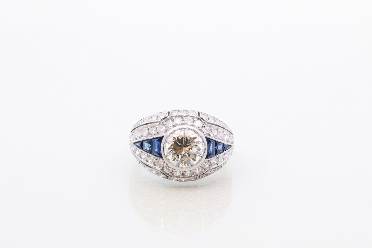 2.11-carat Diamond Ring With Calibrated Sapphires-photo-2