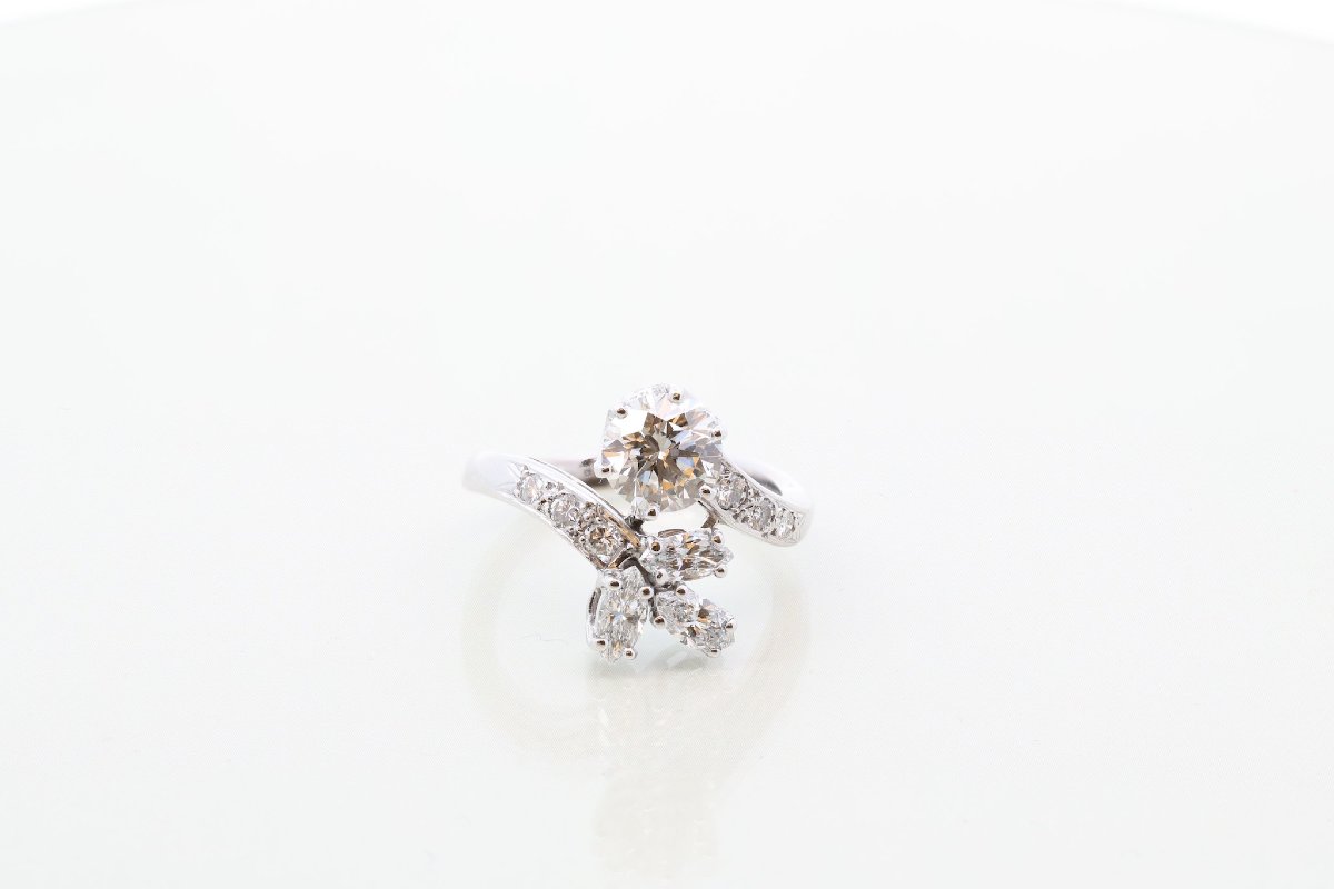 Bague diamant 1,63cts K/SI2 en or et platine-photo-2