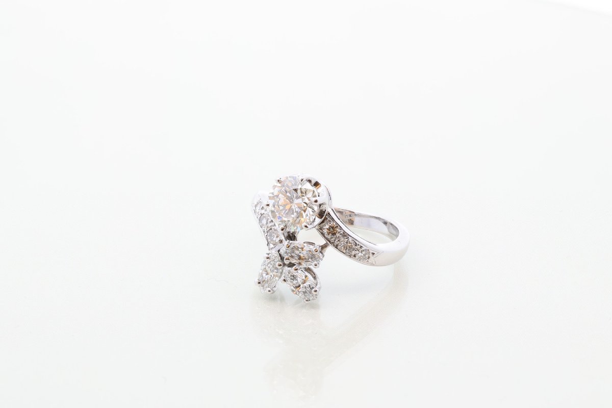 Bague diamant 1,63cts K/SI2 en or et platine-photo-3