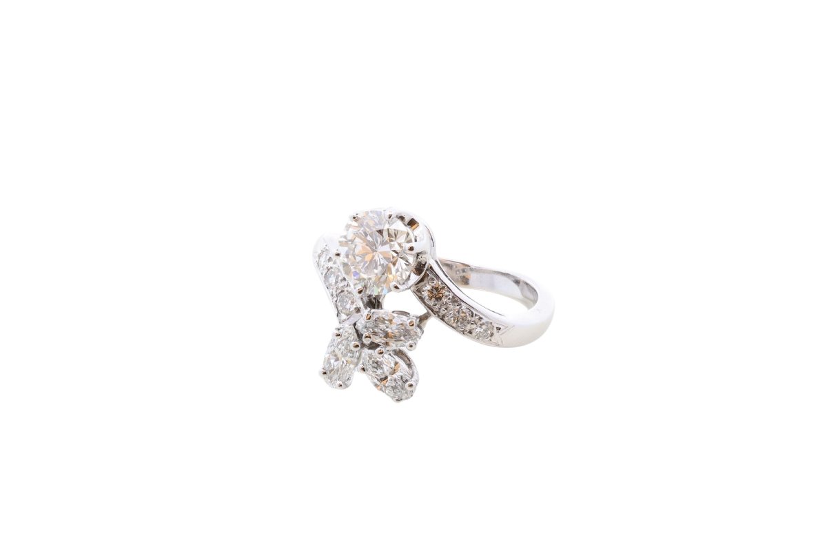 Bague diamant 1,63cts K/SI2 en or et platine