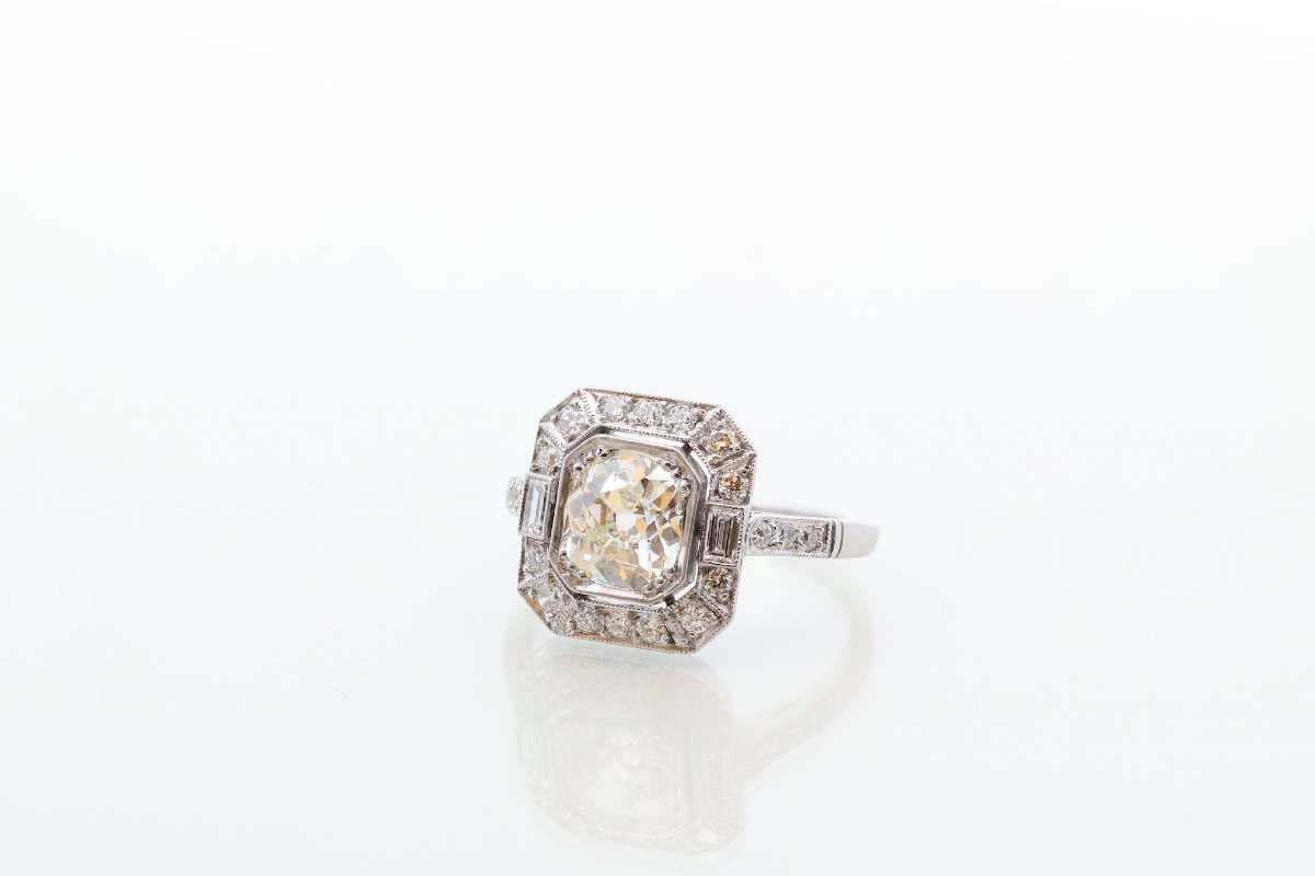 Bague art déco diamant 1,26cts M/SI2-photo-4