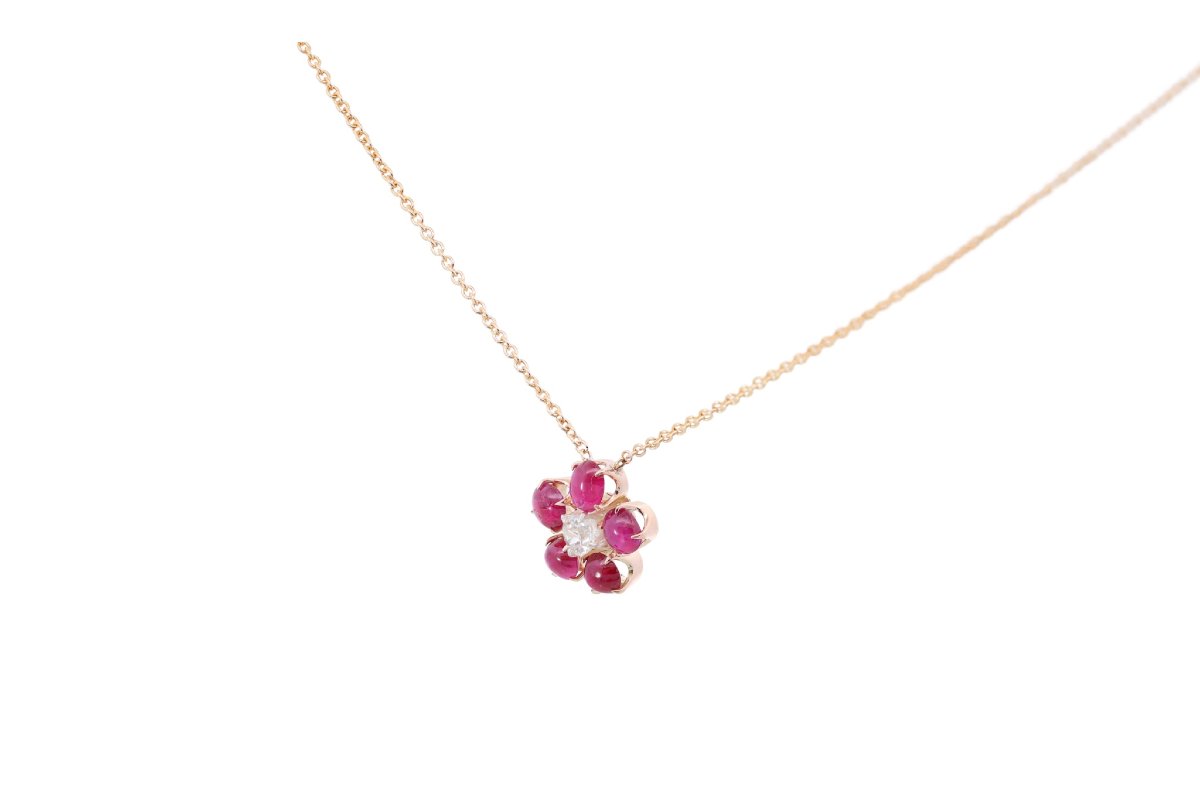 18k Gold Necklace With Burmese Rubies And Diamonds-photo-3