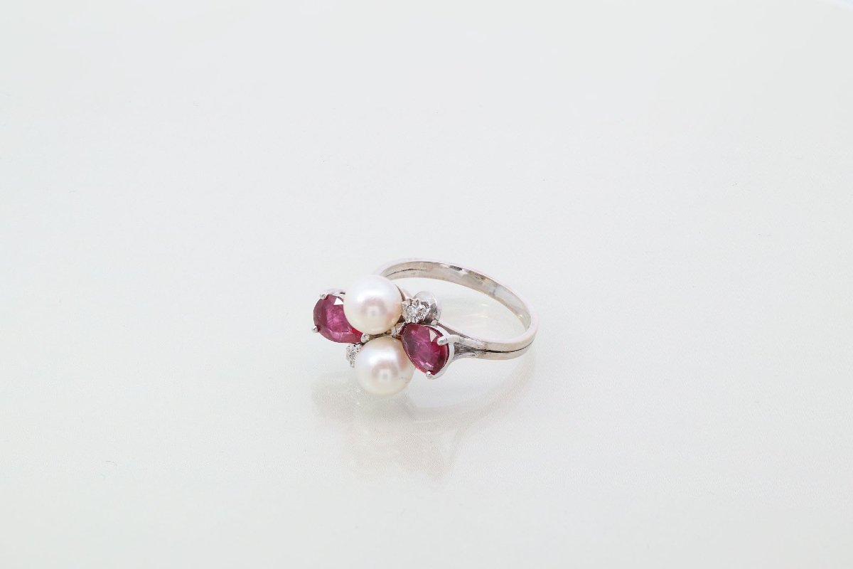 Bague d’occasion rubis, perles de culture et diamants-photo-2