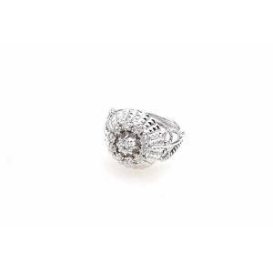 1950 Dome Diamond Ring In 18k White Gold