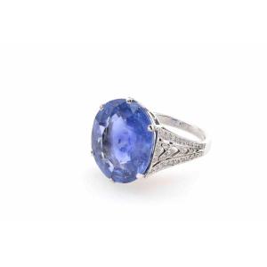 18.47 Carat Ceylon Sapphire Ring In Platinum