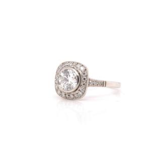 0.97 Carat D/vs1 Diamond Cushion Ring In Platinum