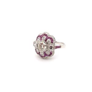 Art Deco Style Ruby And Diamond Ring In Platinum