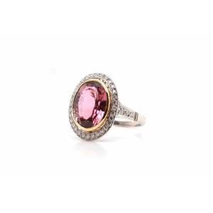 Bague Tourmaline Et Diamants En Platine